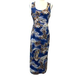 Vintage 90s Aloha Hawaiian Originals Sleeveless Empire Waist Kaftan Maxi Dress